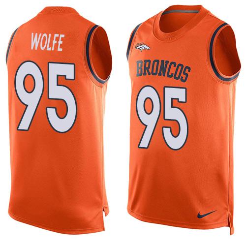 Nike Broncos #95 Derek Wolfe Orange Team Color Men's Stitched NFL Limited Tank Top Jersey - Click Image to Close